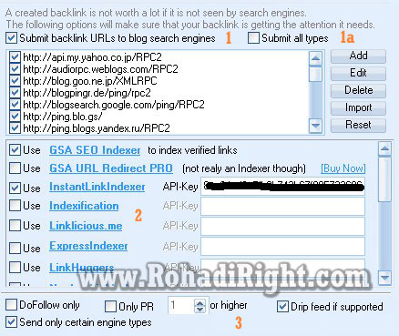 indexing setting GSA