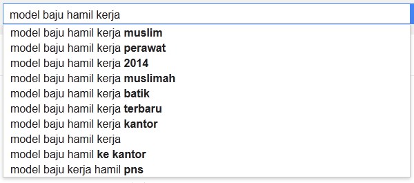contoh long tail keyword model baju hamil kerja