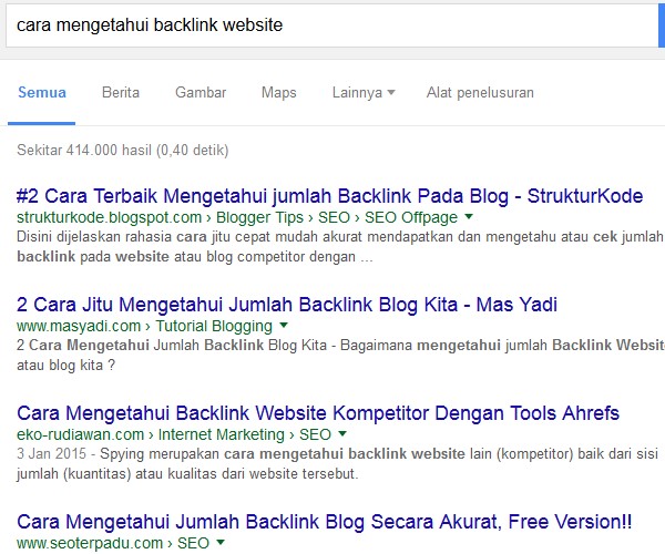 hasil serp cara mengetahui backlink website